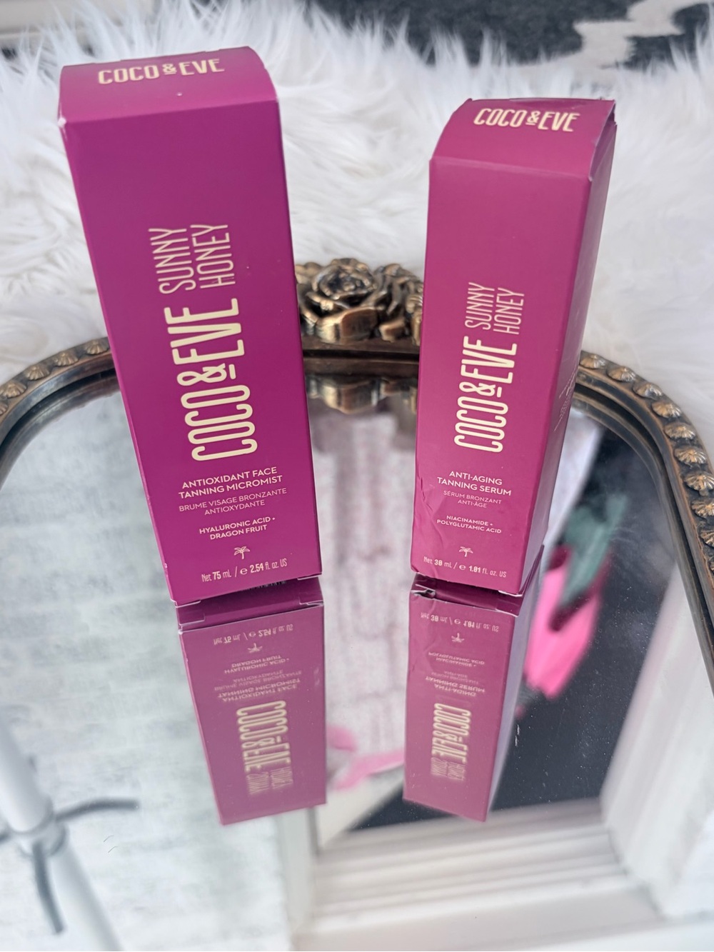 Coco & Eve Sunny Honey Face Tanning Serum and Face Micromist Full size set